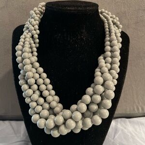 Elegant Multi-Strand Gray Beaded Necklace